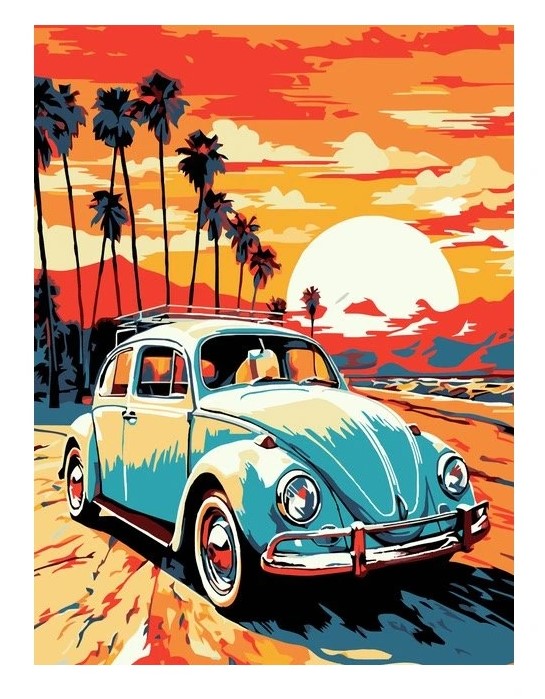 Malování podle čísel na černé plátno - Auto